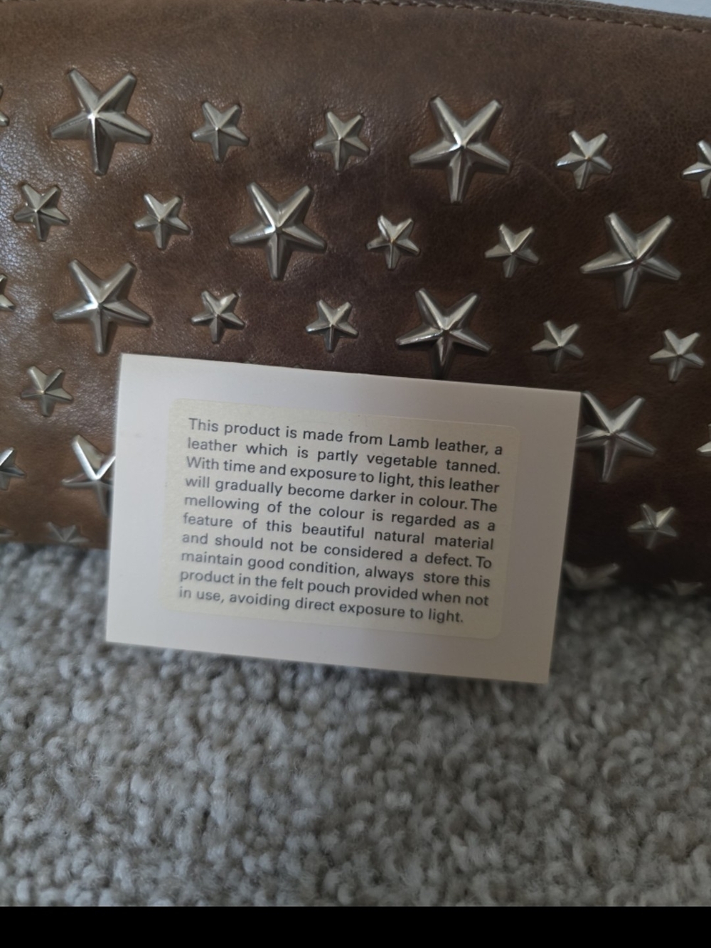 Jimmy Choo Brown Star-Studded Leather Wristlet Wallet - Picture 6 of 12
